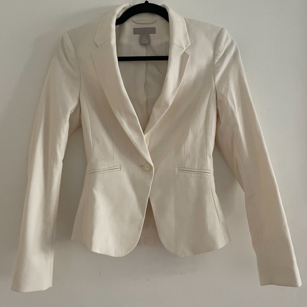 h&m cream white blazer sz xs